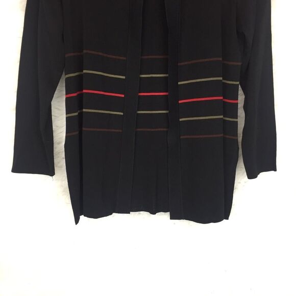 Exclusively Misook Womens Black Striped Cardigan Open Jacket XS - Picture 3 of 5